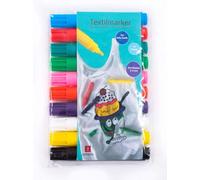 TerCasa 998702 - Set di 10 pennarelli per tessuti per dipingere tessuto, 10 pennarelli per tessuti in astuccio, con tratto da 2 a 5 mm, colori assortiti