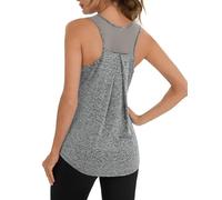Terecey Canotte Sportive da Donna Estivi Rete Posteriore Maglia da Palestra Senza Maniche Traspirante e Asciugatura Rapida T-Shirt Sciolto per Allenamento Jogging Zumba, Grigio L