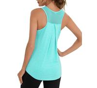 Terecey Canotte Sportive da Donna Estivi Rete Posteriore Maglia da Palestra Senza Maniche Traspirante e Asciugatura Rapida T-Shirt Sciolto per Allenamento Jogging Zumba, Blu Zaffiro XL