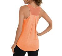 Terecey Canotte Sportive da Donna Estivi Rete Posteriore Maglia da Palestra Senza Maniche Traspirante e Asciugatura Rapida T-Shirt Sciolto per Allenamento Jogging Zumba, Arancia M