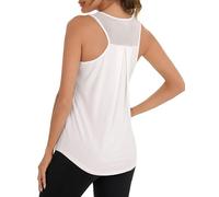Terecey Canotte Sportive da Donna Estivi Rete Posteriore Maglia da Palestra Senza Maniche Traspirante e Asciugatura Rapida T-Shirt Sciolto per Allenamento Jogging Zumba, Bianco XXL
