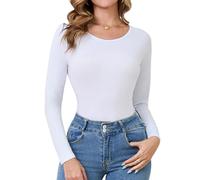 Terecey Maglia Termica Donna Invernale Intimo Termico a Maniche Lunghe Magliette Termiche Girocollo Sottogiacca Traspirante Maglia Intima Termica Caldo Bianco L