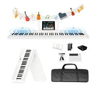 TERENCE 30W Pianoforte digitale Il pianoforte elettronico pieghevole più sottile e leggero Tastiera pesata a 88 tasti Touchpad a specchio Con interfaccia Bluetooth e MIDI Suona stili diversi Bianco