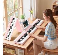 TERENCE Pianoforte Digitale 88 Tasti Rosa,Tastiera Pianoforte con Semi-Ponderato,con Registrazione e Supporto Bluetooth,con Pedale e Altoparlante a 4 Unità, Scelta Preferita per Principianti,rosa
