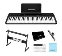 TERENCE Pianoforte digitale a 61 tasti con supporto 2 altoparlanti da 5 W risposta al tocco per principianti/adulti portatile MIDI 128 suoni metronomo/registrazione