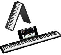 TERENCE Pieghevole Pianoforte Digitale con 88 Tasti semi-ponderati e Batteria da 1800mAh e interfaccia USB MIDI supporto spartiti Bluetooth Borse per Tastiera Cavo audio Cuffie Pedale Sustain nero