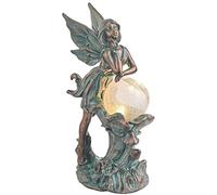 TERESA'S COLLECTIONS Statue da giardino fatate, luce solare per esterni, decorazione per esterni, in bronzo patinato, sculture decorative da giardino in resina con vetro craquelé, ornamenti per prato