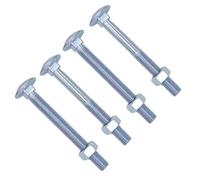 TERF® Bulloni a testa tonda quadrata M10 x 60 mm e dado M10 (10 mm) x 60 mm, con dadi esagonali, confezione da 4