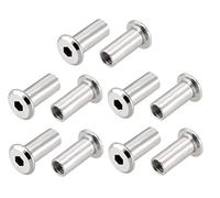 TERF® Dadi M6 x 17 mm M6 (6 mm) x 17 mm, bulloni cilindrici a testa esagonale, inserto per mobili, dadi esagonali a testa esagonale, dadi esagonali Alan, confezione da 10