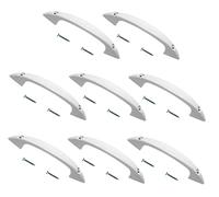 TERF® Maniglia anteriore a forma di D, 100 mm, in plastica bianca, con vite di fissaggio per armadio da cucina, cassetto, guardaroba, maniglia, confezione da 8