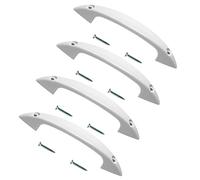 TERF® Maniglia anteriore a forma di D, 125 mm, in plastica bianca, con vite di fissaggio per armadio da cucina, cassetto, guardaroba, maniglia, confezione da 4