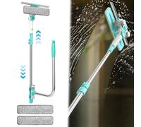 Tergivetro Estensibile a Forma di U per la Pulizia delle Finestre Esterne, Tergivetro Girevole e Rimovibile per la Pulizia delle Finestre Esterne dall'Interno con 2 Panni di Ricambio