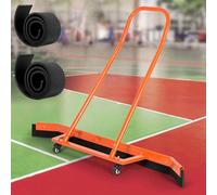 Tergivetro in lega di alluminio con ruote per campi da tennis, scopa per campi da tennis, spazzola per campi da basket per pavimenti duri o in cemento/campi da tennis, arancione