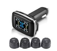 Terisass di Monitoraggio della Pressione dei Pneumatici TPMS, Display per Accendisigari con Kit di Sensori Esterni 4 Pezzi