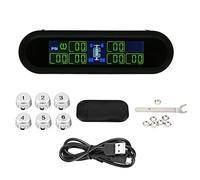 Terisass di Monitoraggio della Pressione dei Pneumatici TPMS, Wireless Tempo Reale Visualizzazione dell'Allarme Pneumatici Pressione LCD Schermo Solare con 6 Sensori Esterni per Auto Camion