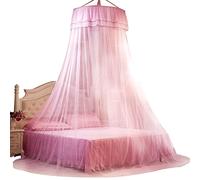 Terlina in pizzo rotonde in pizzo rotonde traspirante in stile zanzara per letti reti retitenete in poliestere robuste materiale 360 ° protezione per la decorazione della camera (Rosa)