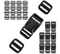 TERLUNNSI Fibbie per cinghie: 8 fibbie a sgancio rapido laterali + 16 pezzi Tri-Glide Slide, robusta fibbia zaino regolabile in due posizioni senza cuciture (20 mm)