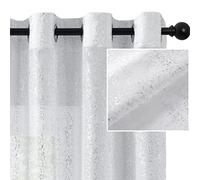 TERLYTEX Tende velate bianche argentate, lunghe 240 cm, con stampa a pois in lamina d'argento metallizzata, per soggiorno, con occhielli per la privacy, 2 pannelli, 133 x 244 cm, bianco argento