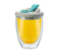 Termica - 6 Pollici Bicchiere Caffè | Isolante Design - Trasparente con Coperchio Isotermico per Bevande Calde e Fredde Ideale per Caffè Tè Succo Latte e Dessert