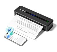 Termica Stampante Portatile A4 Compatibile con iOS & Android Smartphone via Wireless Bluetooth 5.0, Senza Inchiostro, Mini Piccola, Stampante Bianco e Nero, 300 Dpi, 2600 mAh, 600 g - Nero