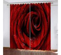 Termiche Isolanti Per Camera Da Letto Stampa 3D Fiori Di Rose Rosse 2 Pannelli 280x260Cm Tende Soggiorno Decorazione Motivo Finestra Bambini Tenda Oscuranti Moderne Occhielli
