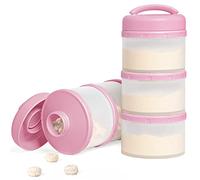 Termichy Dispenser per latte in polvere per neonati, impilabile, confezione da 2 (rosa neonato)
