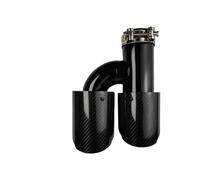 Terminale 1 Pezzo Universal Coda Gola Lunghezza Nero A Forma Di H Doppio Out Twill Lucido Punta Silenziatore Di Scarico Terminale di Scarico(51mm-76mm-Right)