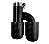 Terminale 1 Pezzo Universal Coda Gola Lunghezza Nero A Forma Di H Doppio Out Twill Lucido Punta Silenziatore Di Scarico Tubo di scappamento(76.2mm-101mm-Left)