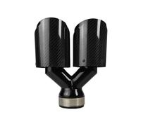 Terminale 1pezzo. Terminale Scarico Universale Fibra Carbonio Auto Lunghezza Uguale Nero Forma Di Y Doppio Scarico Twill Lucido Auto Scarico(60mm-89mm)
