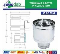 Terminale a Botte Cappello Fumaiolo Tondo In Acciaio Inox Vari Ø