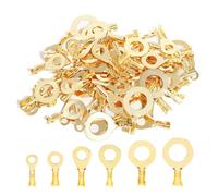 terminale a pressione anello di rame, O-Shoe Type Ring Insulated Crimp Terminals 100PCS Gold Brass Multiple Sizes(M10-100PCS)