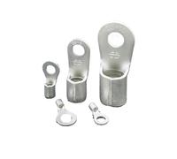 Terminale ad anello non isolato for cavi da 0,5-38 mm2 AWG22-2, connettore ad occhiello a crimpare a freddo in rame puro, capocorda tondo a pressione for filo nudo(50 Pcs RNB 5.5,M6 Bolthole)