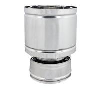 TERMINALE ANTIVENTO A BOTTE ACCIAIO INOX Diam 250x300 Canne Fumarie