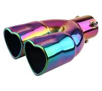 Terminale Coda Terminale Scarico Universale Per Auto A Forma Cuore Silenziatore In Acciaio Inossidabile Punte Colorate Doppio Modificato Argento Dritto(Colorful straight)