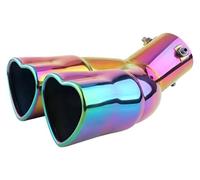 Terminale Coda Terminale Scarico Universale Per Auto A Forma Cuore Silenziatore In Acciaio Inossidabile Punte Colorate Doppio Modificato Argento Dritto(Colorful Curl)