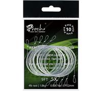 Terminale conico per pesca a mosca, in nylon con anello pre-legato, confezione da 10 pezzi, 2,4 m, 0X-6X