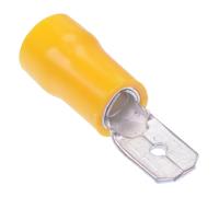 Terminale Connettore Crimp Doppio Maschio 6.3mm Giallo, Ottone Stagnato, 100