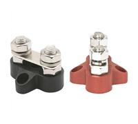 Terminale di Derivazione 2 Perni M8 (80A) - Base Isolata (Nero / Rosso) - Rosso