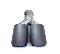 Terminale di Scarico 1 Pezzo Vero Doppio Opaco In Fibra Carbonio Blu Acciaio Inossidabile Universale Auto Terminale Tubo Per VW Turbo Fischio(ID 63-OD 114)