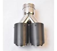 Terminale di Scarico 1PC In Acciaio Inossidabile Lucido Universale Doppio Tubo Di Scarico Di Uguale Lunghezza Estremità Coda Silenziatore Centrale Punta Scarico Coda Punta(60-89MM)