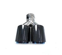 Terminale di Scarico 1PC Lucido Dritto Carbonio Blu Acciaio Inossidabile Doppia Punta Uguale Lunghezza Tubo Marmitta Estremità Coda Centrale Scarico Turbo Fischio(80MM IN-89MM OUT)