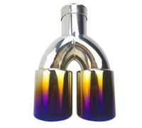 Terminale di Scarico 51mm 63mm Mufflers Terminale Scarico Tubo Scarico Punta Universale Acciaio Inox Multi-size Doppia Uscita Auto Muffler(Blue 60MM)