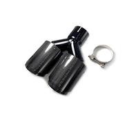Terminale di Scarico Auto Fibra Carbonio Nero Lucido Marmitta Punta Y Forma Doppia Uscita Tubo Scarico Marmitte Ugello Decorazione Universale Inox Turbo Fischio(ID 70-OD 114)