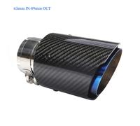 TERMINALE di Scarico carbonio carbon look Universale Auto ACCIAIO da 54mm a 67mm