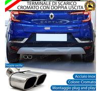 TERMINALE DI SCARICO DOPPIO MARMITTA RENAULT CAPTUR MK2 II FINALINO CROMATO INOX