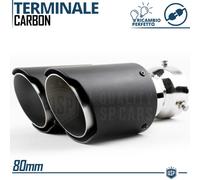 TERMINALE di Scarico Doppio Universale Auto ACCIAIO Inox Carbon Marmitta Ø 65>80