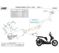 Terminale di Scarico Mivv Mover Inox Nero per PIAGGIO MEDLEY 150 S 2021 > 2024