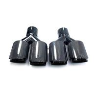 Terminale di Scarico Modifica Auto Universale Doppio Nero Lucido Tubo Scarico Marmitta In Fibra Carbonio Punta Turbo Fischio(ID 70-OD 89)