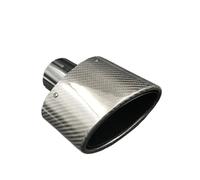 Terminale di scarico per auto Silenziatore ovale universale per tubo 1 pezzo Argento/nero bicolore 150MM Terminale di scarico in fibra cabon lucido(60 IN 150 OUT Black)