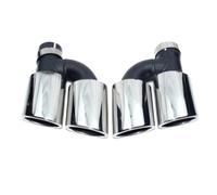 Terminale Di Scarico Una Coppia Per A4 A5 A6 A7 Marmitta Tubo Di Scarico In Acciaio Inox Terminale In Fibra Carbonio Ugello Copertura Della Punta Di Scarico(SiIver)